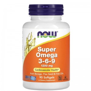 Комплекc полезных жиров Омега 3-6-9, NOW, Super Omega 3-6-9 1200 мг - 90 гель капс