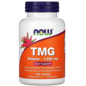 Триметилгліцин 1000 мг (Бетаїн ангідроус), NOW, TMG 1000 мг - 100 таб