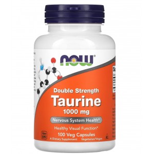 Л-Таурин в двойной концентрации, NOW, Taurine 1000 мг - 100 веган капс