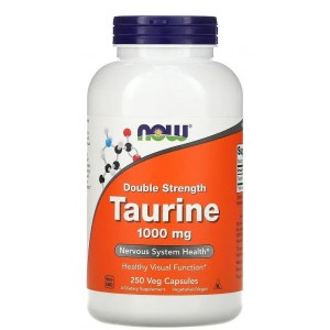 Л-Таурин (подвійна концентрація) 1000 мг, NOW, Taurine 1000 мг - 250 веган капс
