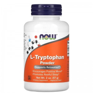 100% чистый Л-Триптофан, NOW, L-Tryptophan Powder - 57 г
