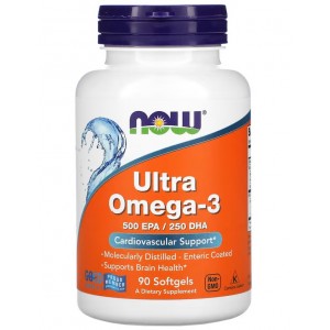 Рыбий жир в высоким содержанием Омега-3 (500 ЕПК / 250 ДГК), NOW, Ultra Omega-3 