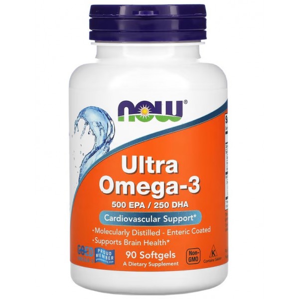 Риб'ячий жир в високим вмістом Омега-3 (500 ЕПК / 250 ДГК), NOW, Ultra Omega-3 