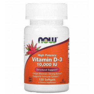 Вітамін Д3 (10.000 МО), NOW, Vitamin D-3 10000 МО 