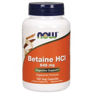 Бетаїн HCL, NOW, Betaine HCL - 120 веган капс