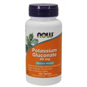 Калій Глюконат 99 мг, NOW, Potassium Gluconate 99 мг - 100 таб