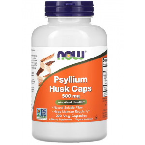 Екстракт подорожника, NOW, Psyllium Husk 500мг - 200 veg caps