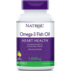 Омега-3 со вкусом лимона, Natrol, Omega-3 Fish Oil 1000 мг - 90 гель капс