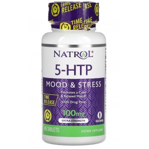 5-гідроксітриптофан 100 мг в таблетках тривалого засвоєння, Natrol, 5-HTP 100 мг Time Release - 45 таб