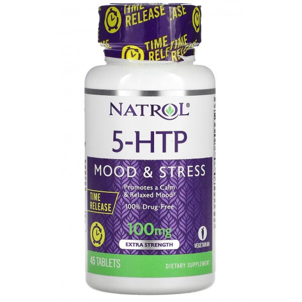 5-гідроксітриптофан 100 мг в таблетках тривалого засвоєння, Natrol, 5-HTP 100 мг Time Release - 45 таб