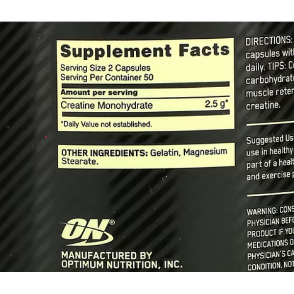 Креатин моногідрат, Optimum Nutrition, Creatine 2500 - 100 капс