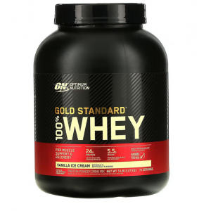 Сывороточный изолят, Optimum Nutrition,100% Whey Gold Standard - 2,27 кг - Ванильное мороженное