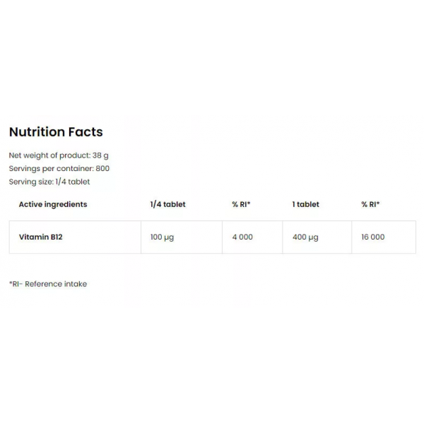 Витамин B12 (Метилкобаламин), OstroVit, Vitamin B12 Methylcobalamin - 200 таб