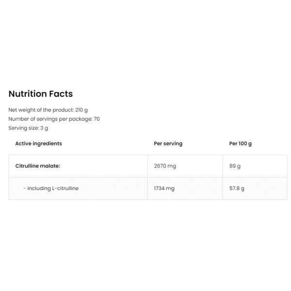 Цитрулін малат в порошку, OstroVit, Citrulline - 210 г