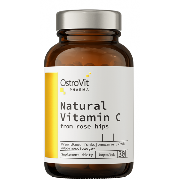 Органічний вітамін С, OstroVit, Pharma Natural Vitamin C from Rose Hips - 30 капс