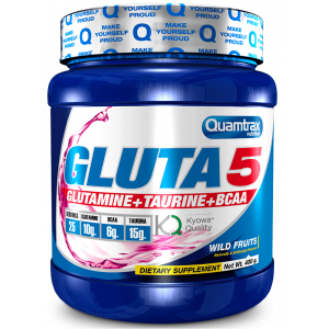 Комплекс амінокислот (Глютамін + ВСАА + Таурін), Quamtrax, Gluta 5 - 400 г