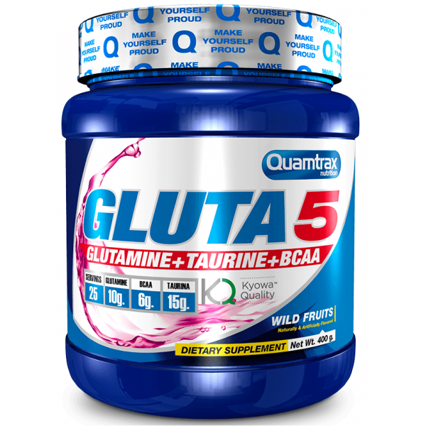 Комплекс амінокислот (Глютамін + ВСАА + Таурін), Quamtrax, Gluta 5 - 400 г