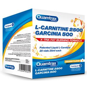 Л-карнитин + Гарциния камбоджийская в шотах, Quamtrax, L-Сarnitine + Garcinia - 20 флаконов