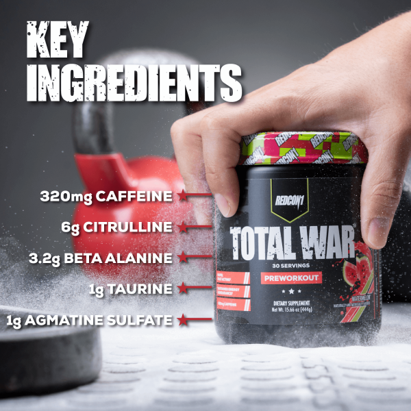 Передтренувальний комплекс з великим вмістом кофеїну і амінокислот, Redcon1, Pre-workout Total War - 441 г 