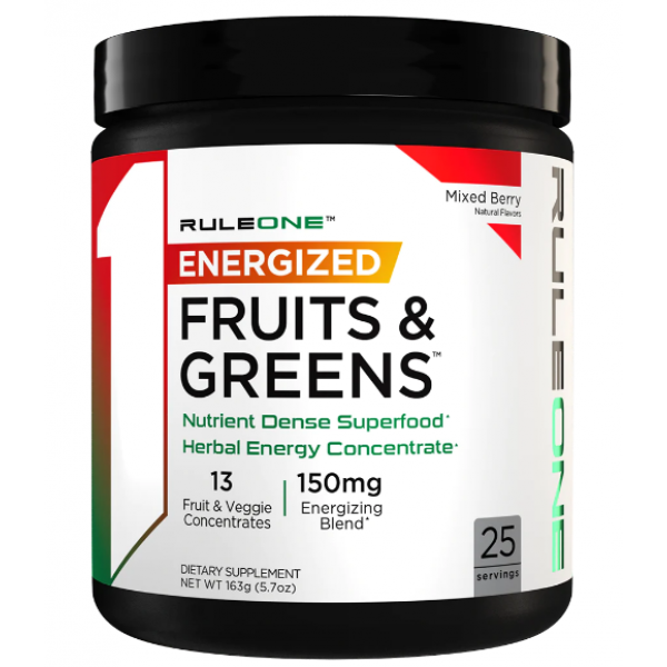 Детокс комплекс з кофеїном, RULE 1, Energized Fruits & Greens - 163 г 