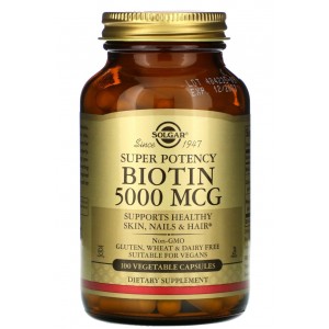 Биотин 5000 мкг, Solgar, Biotin 5000 мкг - 100 веган капс