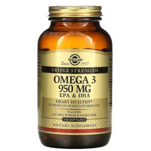 Риб'ячий жир Омега-3 ЕПК/ДГК 950 мг, Solgar, Omega-3 EPA & DHA 950 mg - 100 гель капс