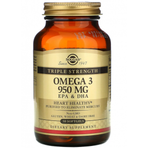 Высококонцентрированная Омега-3 ЭПК/ ДГК 950 мг, Solgar, Omega-3 EPA & DHA 950 mg - 50 гель капс