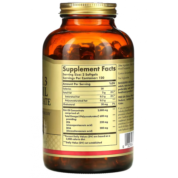 Рыбий жир (Омега 3), Solgar, Omega-3 Concentrate - 240 гель капс