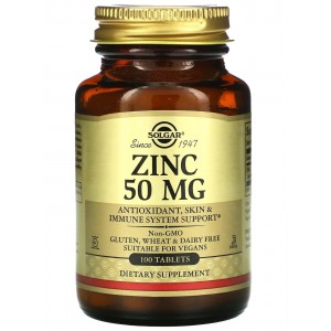 Цинк Глюконат 50 мг, Solgar, Zinc 50 мг - 100 таб