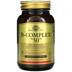 Комплекс вітамінів В, Solgar, B-Complex "50" – 100 веган капс