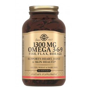 Жирные кислоты Омега 3-6-9, Solgar, Omega 3-6-9 1300 мг - 60 гель капс