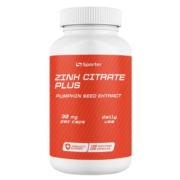 Цинк цитрат, Sporter, Zinc 30 мг citrate plus - 120 капс