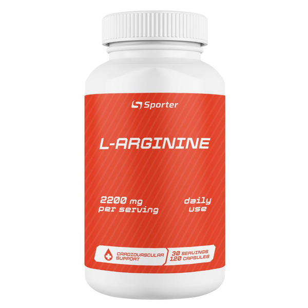 Л-Аргінін, Sporter, L-Arginine 2200 мг - 120 капс