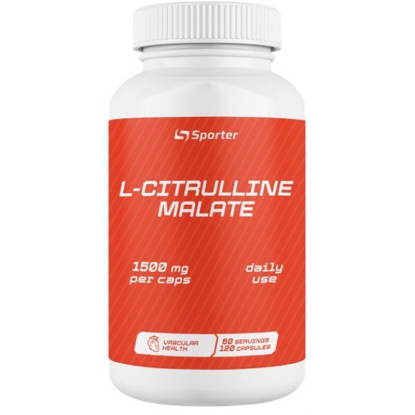 Л-Цитрулін малат, Sporter, L- Citrulline malate 1500мг - 120 капс