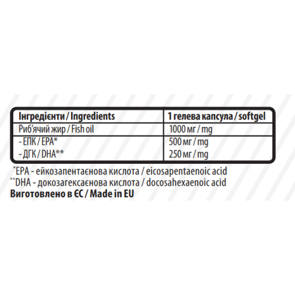 Риб`ячий жир Омега 3, Sporter, Omega 3 (500 EPA & 250 DHA)  - 60 гель капс