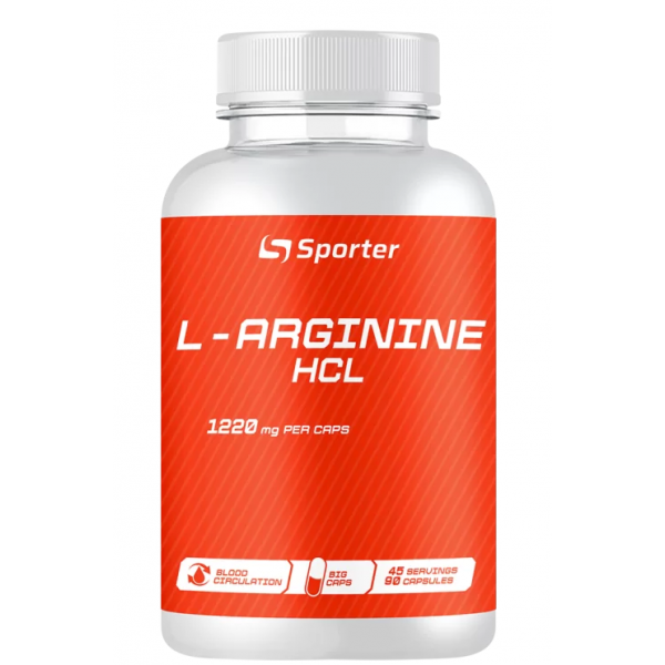 Л-Аргінін гідрохлорид, Sporter, L - Arginine HCL - 90 капс