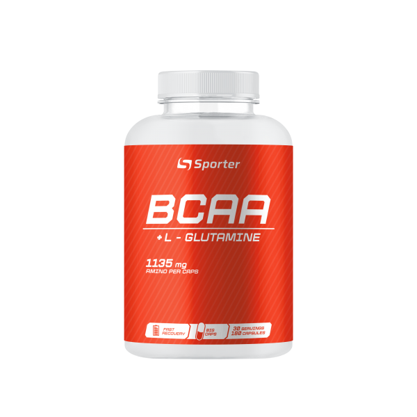 Незамінні амінокислоти з Глютаміном, Sporter, BCAA + Glutamine - 180 капс