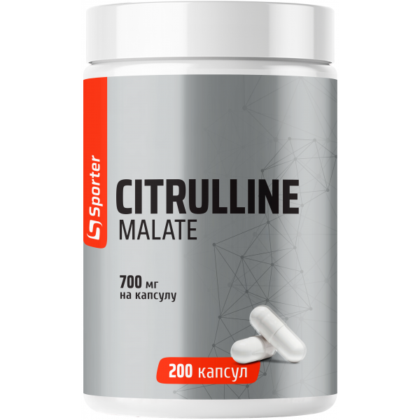 Л-Цитрулін малат амінокислота, Sporter, Citrulline Malate 700 мг - 200 капс