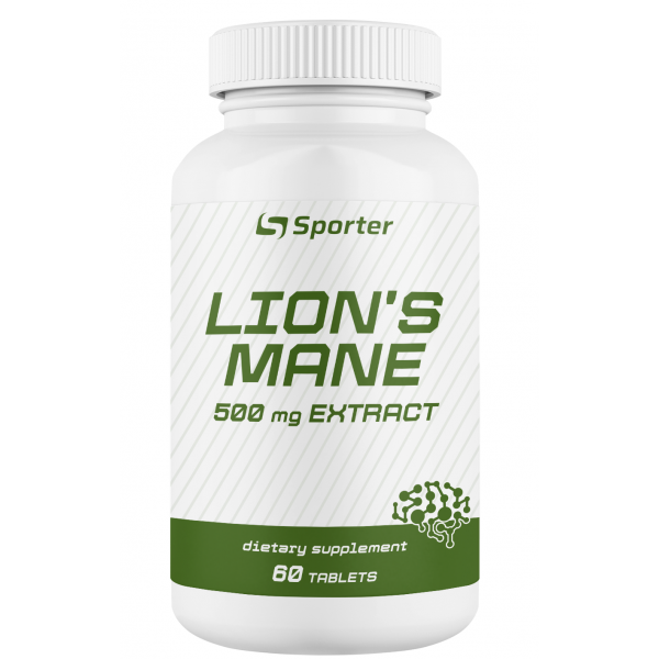 Гриб Їжовик гребінчастий (Левова грива), Sporter, Lion's Mane 500 мг - 60 таб