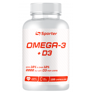 Рыбий жир Омега 3 + Д3 (180 ДГК / 120 ЕПК), Sporter,Omega 3 + D3 - 120 гель капс