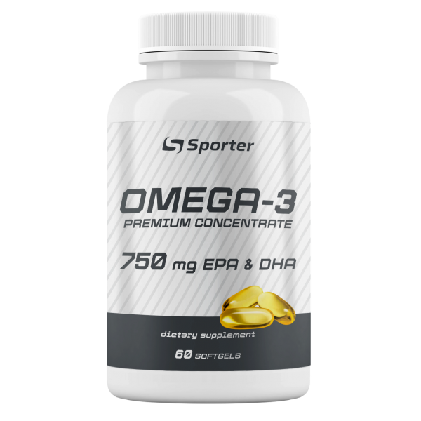 Рыбий жир Омега 3, Sporter, Omega 3 (500 EPA & 250 DHA)  - 60 гель капс