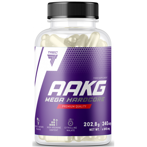 Бустер оксиду азоту (Аргінін + Цитрулін), Trec Nutrition, AAKG Mega Hardcore - 240 капс