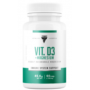 Вітамін Д3 з Магнієм, Trec Nutrition, Vitamin D3 + Magnesium - 60 капс