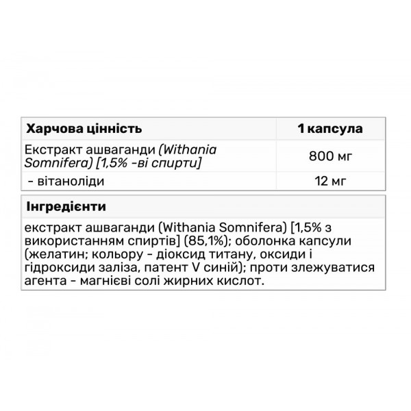 Ашваганда,  Trec Nutrition, Ashwagandha 800 - 60 капс