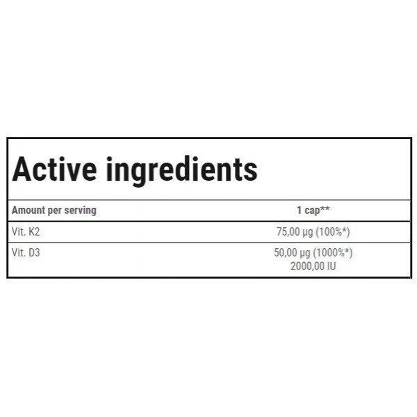 Вітамін Д3 + К2, Trec Nutrition, Vit.D3 + K2 (MK-7) - 60 капс