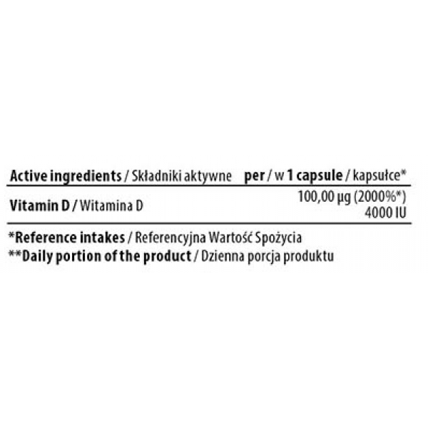 Витамин Д3 4000 МЕ, Trec Nutrition, Vitamin D3 4000 IU - 90 капс