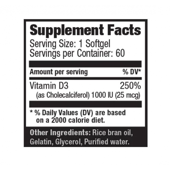 Витамин Д3, Ultimate Nutrition, Vitamin D - 60 гель капс