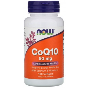 Коензим Q10 + Вітамін Е, Селен, NOW, CoQ10 50 мг + VIT E