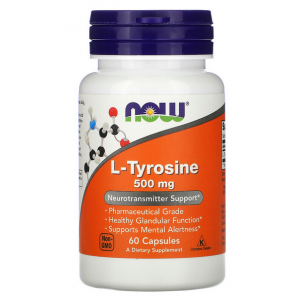 Тирозин 500 мг, NOW, L-Tyrosine 500 мг 