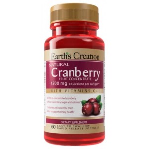Журавлина + Вітаміни С, Е, Cranberry 4200 мг (Fruit Concentrate) - 60 гель капс